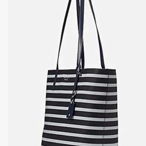 KATE SPADE Janie Elegant Navy and Light Nlue Striped Tote Bag, New With Tag